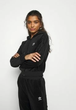 Adidas Originals CROP FZ HOOD - Zip-up Sweatshirt - Black