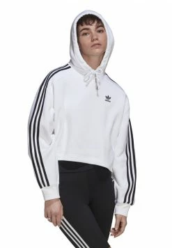 Adidas Originals ADICOLOR CLASSICS CROP - Hoodie - White -Adidas Originals Shop 070b75b1cf6b4ab3b714381e1b478ae2