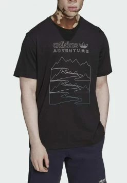 Adidas Originals ADVENTURE MOUNTAIN - Print T-shirt - Black -Adidas Originals Shop 07af8d9bbc894b86875aec75dd184c2d