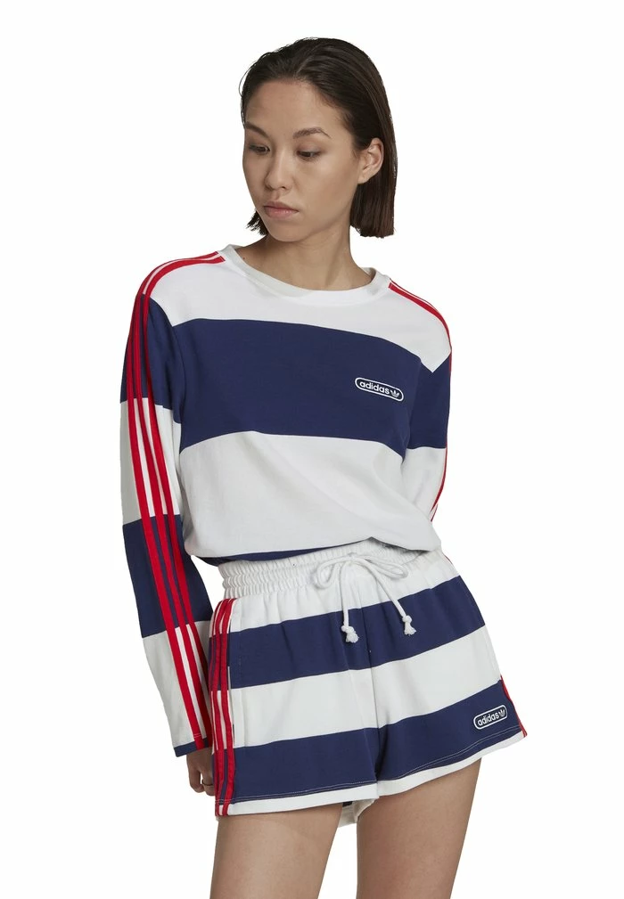 Adidas Originals STRIPED - Long Sleeved Top - Night Sky/white 1 Adidas Originals STRIPED - Long Sleeved Top - Night Sky/white