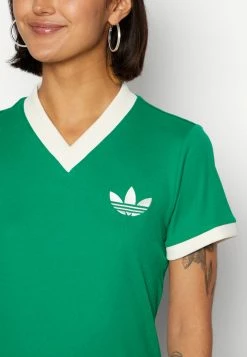 Adidas Originals V NECK TEE 70S PACK - Print T-shirt - Green -Adidas Originals Shop 0eeb043fdf2d46d8aec553cd5cc996bc