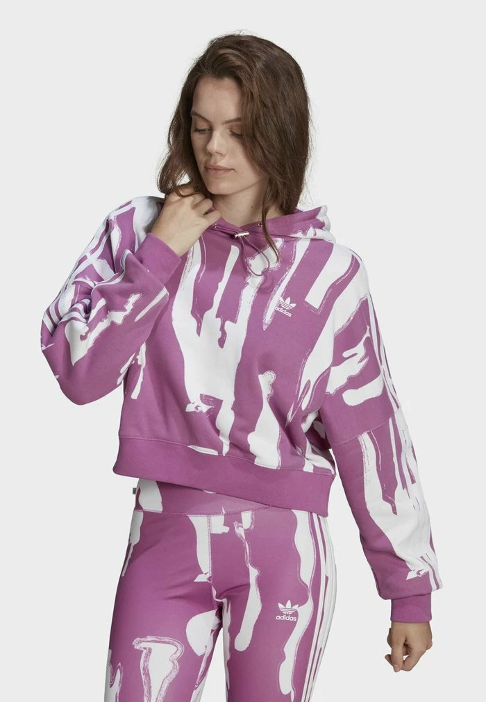 Adidas Originals THEBE MAGUGU CROPPED HOODY - Hoodie - Purple 1 Adidas Originals THEBE MAGUGU CROPPED HOODY - Hoodie - Purple