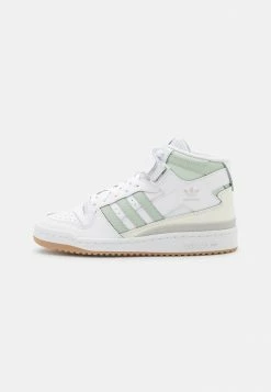 Adidas Originals FORUM MID - High-top Trainers - White/linen Green/gum