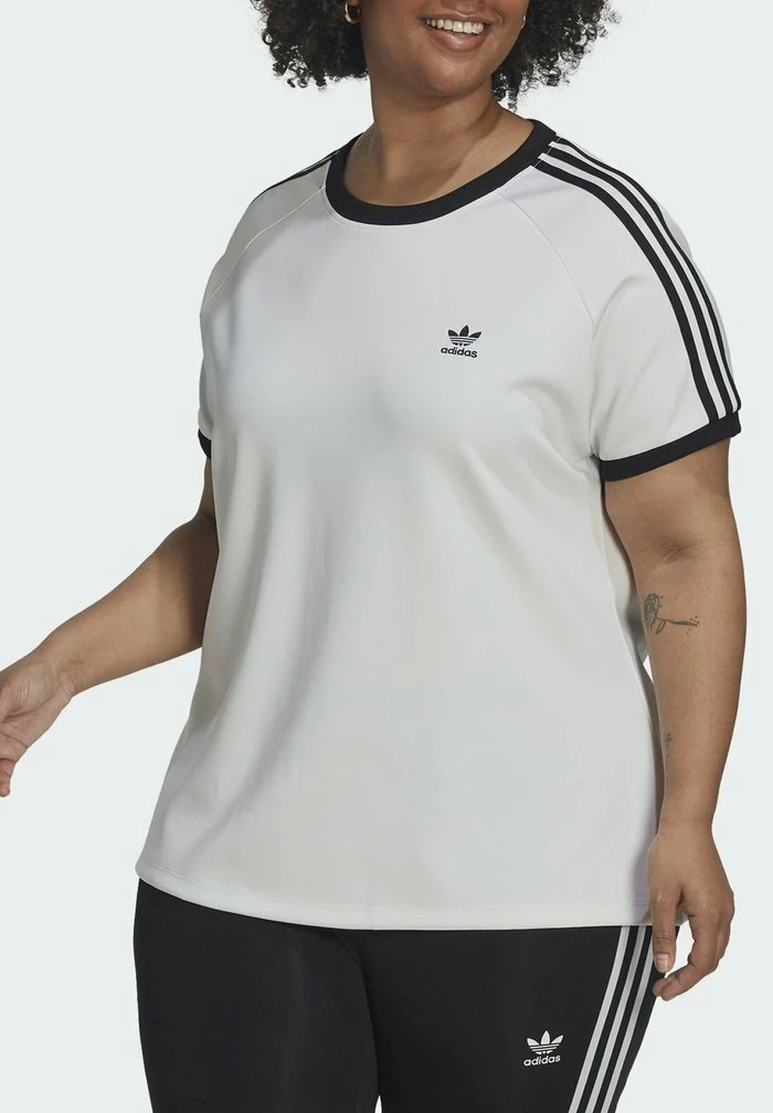Adidas Originals CLASSICS SLIM 3-STRIPES PLUS SIZE - Print T-shirt - White 4 Adidas Originals CLASSICS SLIM 3-STRIPES PLUS SIZE - Print T-shirt - White - Image 4