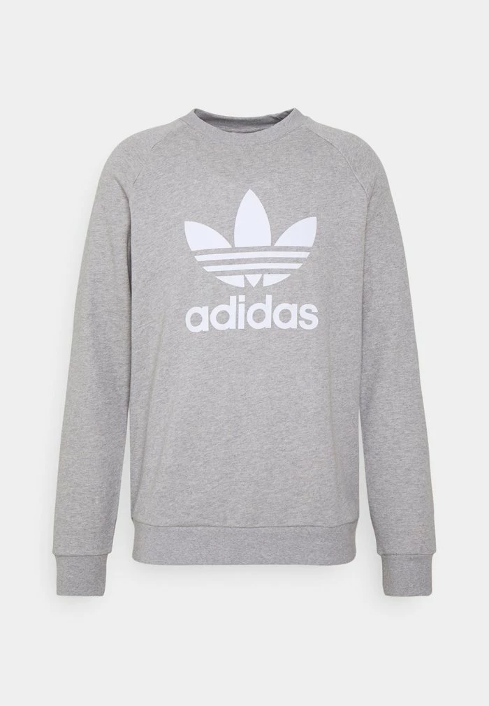Adidas Originals TREFOIL CREW UNISEX - Sweatshirt - Medium Grey Heather/white 1 Adidas Originals TREFOIL CREW UNISEX - Sweatshirt - Medium Grey Heather/white