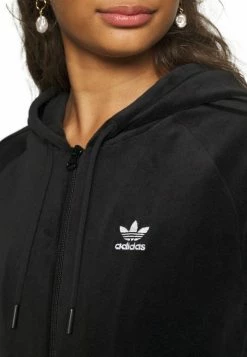 Adidas Originals CROP FZ HOOD - Zip-up Sweatshirt - Black -Adidas Originals Shop 328f1a761cc14873b3aa13bbaa64ae24