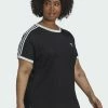 Adidas Originals CLASSICS SLIM 3-STRIPES PLUS SIZE - Print T-shirt - Black