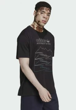 Adidas Originals ADVENTURE MOUNTAIN - Print T-shirt - Black -Adidas Originals Shop 502a232553ab47d7a95f31a99000ce39