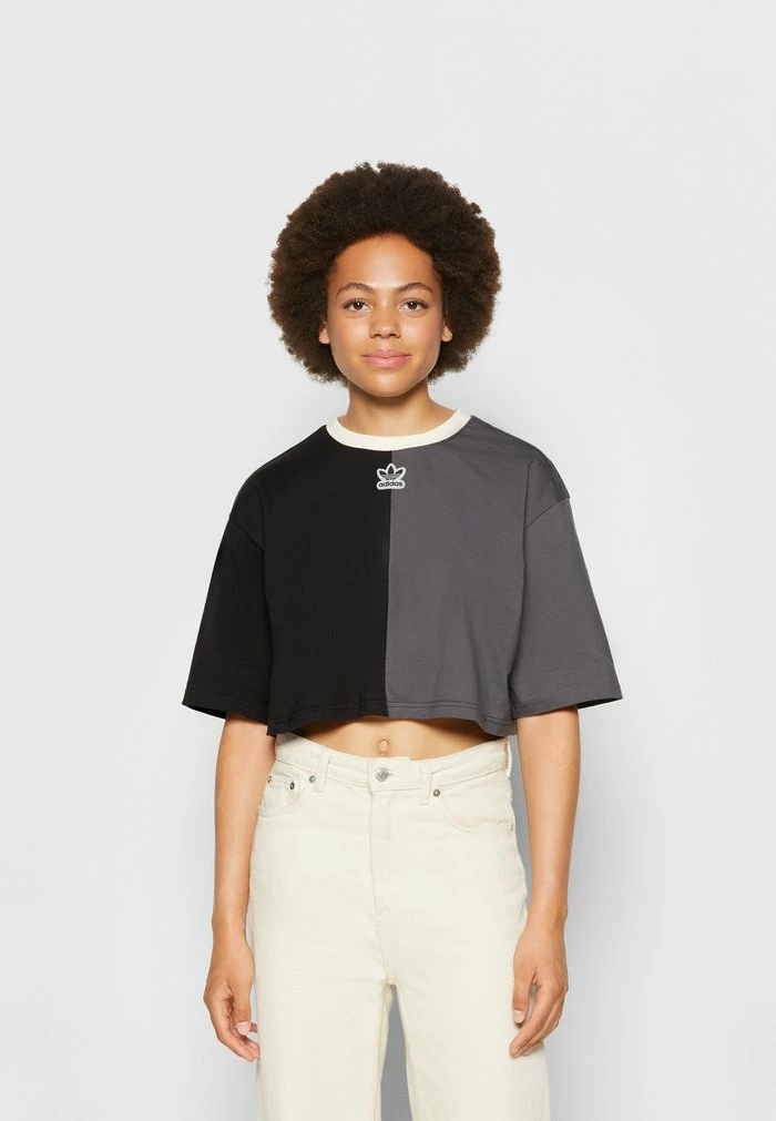 Adidas Originals CROPPED TEE - Print T-shirt - Black 3 Adidas Originals CROPPED TEE - Print T-shirt - Black - Image 3