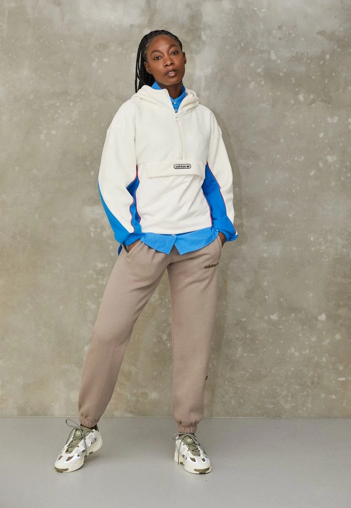 Adidas Originals HOODIE - Fleece Jumper - White/bluebird 1 Adidas Originals HOODIE - Fleece Jumper - White/bluebird