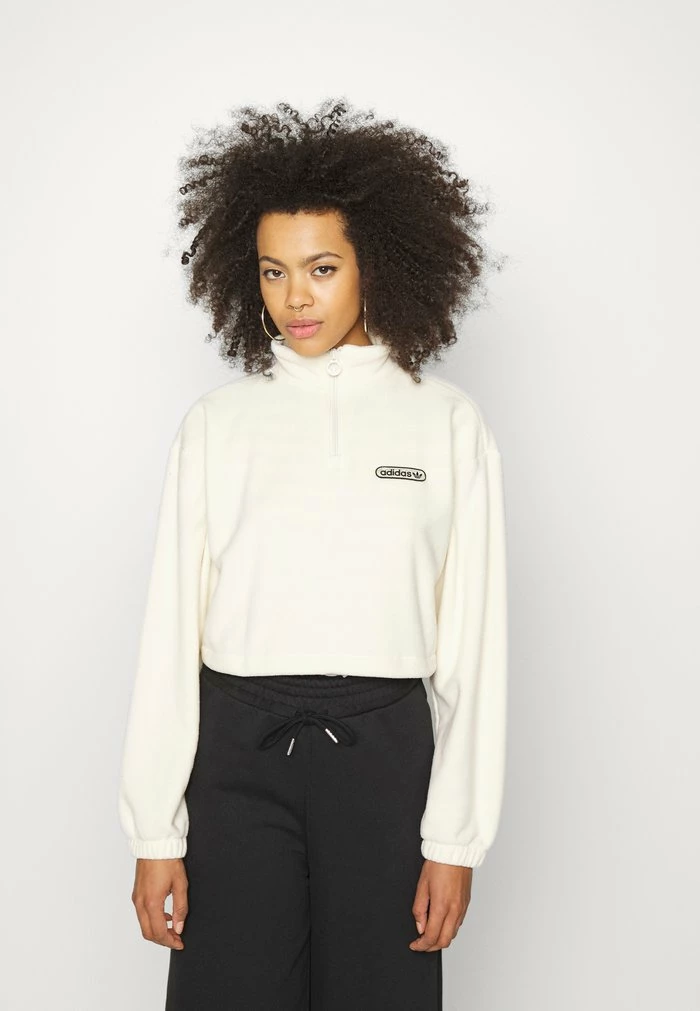 Adidas Originals CROPPED - Fleece Jumper - White 1 Adidas Originals CROPPED - Fleece Jumper - White