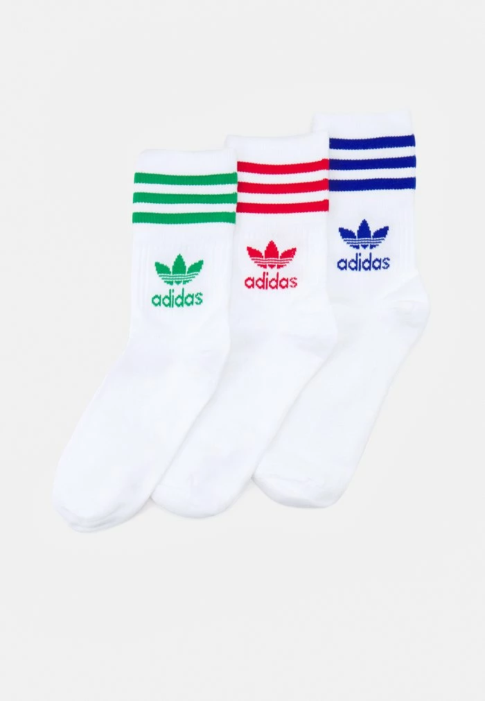 Adidas Originals MID CUT 3 PACK UNISEX - Socks - White/scarle 1 Adidas Originals MID CUT 3 PACK UNISEX - Socks - White/scarle