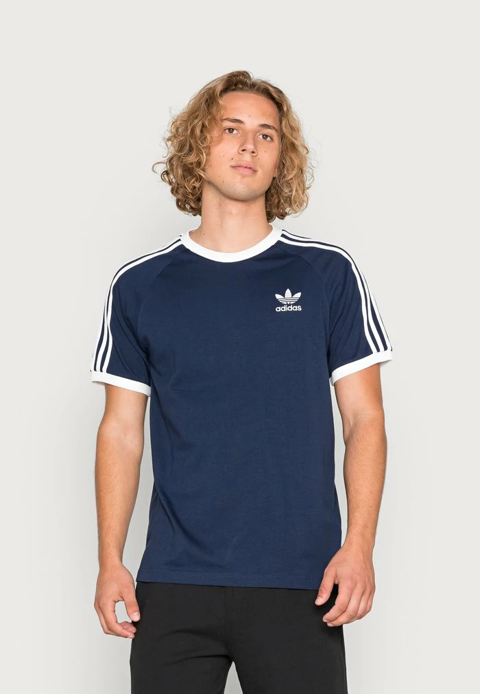 Adidas Originals STRIPES TEE UNISEX - Print T-shirt - Night Indigo 1 Adidas Originals STRIPES TEE UNISEX - Print T-shirt - Night Indigo