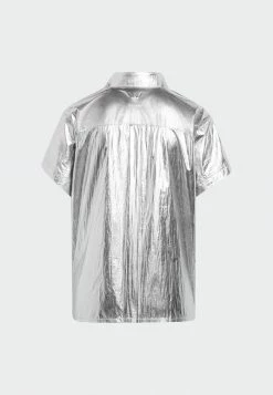 Adidas Originals IVY PARK METALLIC SHIRT - Button-down Blouse - Silver -Adidas Originals Shop 96554ff521874f7082fc1a3d2c5dfcd6