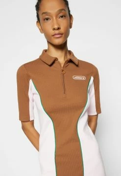 Adidas Originals DRESS - Jersey Dress - Wild Brown/clear Pink -Adidas Originals Shop 9ff0bce498634c6fb165b239a2770875