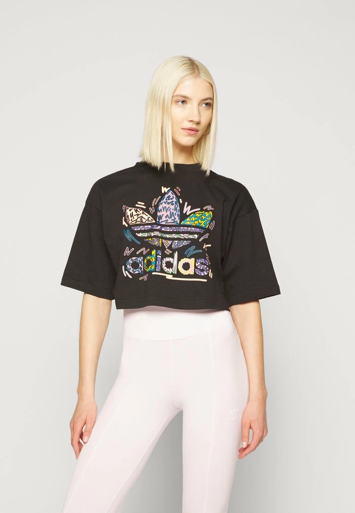Adidas Originals LOVEUNI CROP - Print T-shirt - Black/multicolor 4 Adidas Originals LOVEUNI CROP - Print T-shirt - Black/multicolor - Image 4