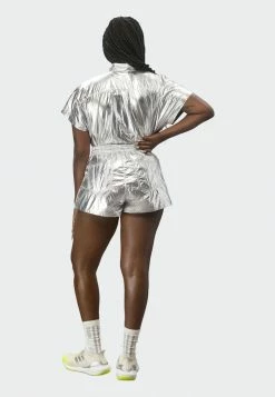 Adidas Originals IVY PARK METALLIC SHIRT - Button-down Blouse - Silver -Adidas Originals Shop b81713217928470f8fd369a3a87d9670