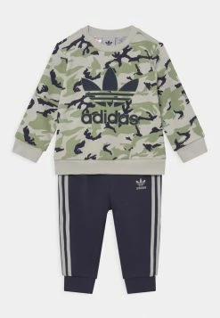 Adidas Originals CREW SET UNISEX - Tracksuit - Orbit Grey/magic Lime/shadow Navy