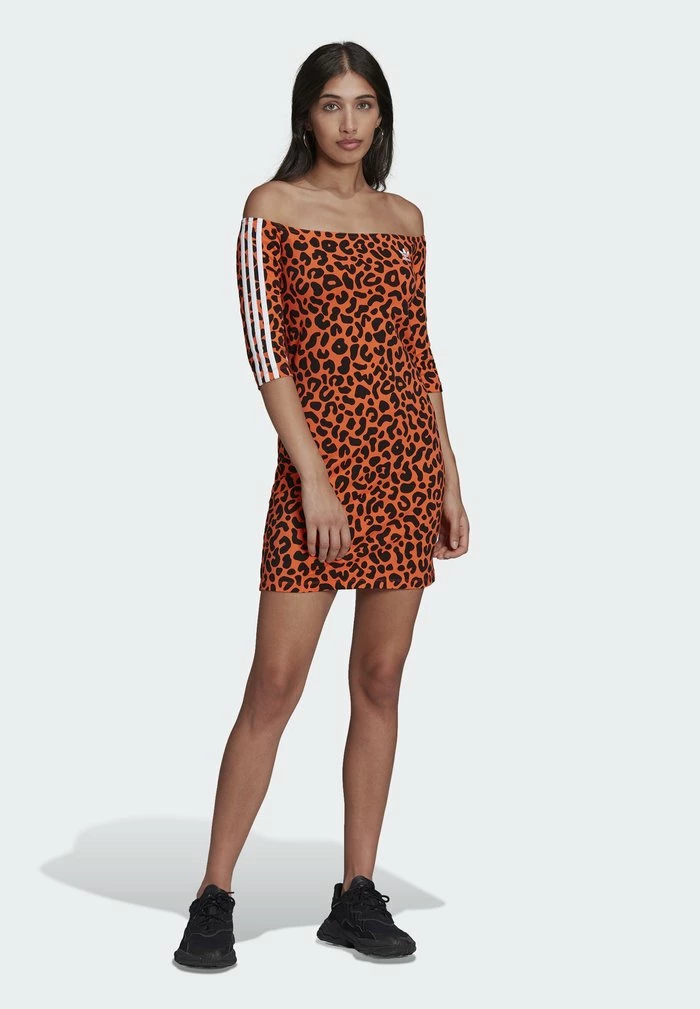 Adidas Originals RICH MNISI - Jersey Dress - True Orange/black 1 Adidas Originals RICH MNISI - Jersey Dress - True Orange/black