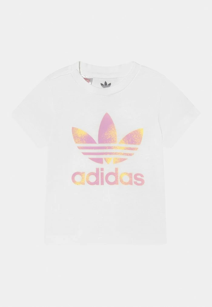 Adidas Originals SET - Print T-shirt - Top White Bottom Bliss Lilac F22/almost Yellow F22 1 Adidas Originals SET - Print T-shirt - Top White Bottom Bliss Lilac F22/almost Yellow F22