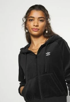 Adidas Originals CROP FZ HOOD - Zip-up Sweatshirt - Black -Adidas Originals Shop d387e9a597b249c7826602380bc3426b