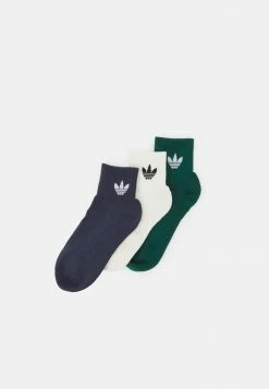 Adidas Originals MID ANKLE 3 PACK UNISEX - Socks - White/shadow Navy/collegiate Green