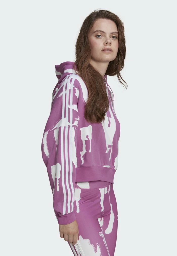 Adidas Originals THEBE MAGUGU CROPPED HOODY - Hoodie - Purple 3 Adidas Originals THEBE MAGUGU CROPPED HOODY - Hoodie - Purple - Image 3