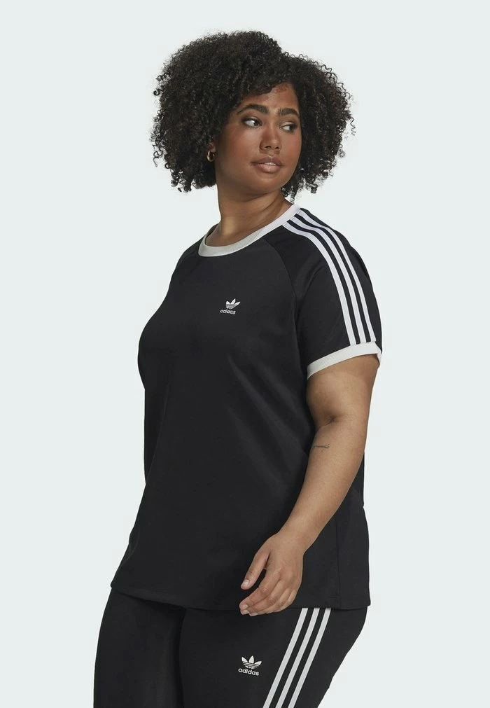 Adidas Originals CLASSICS SLIM 3-STRIPES PLUS SIZE - Print T-shirt - Black 3 Adidas Originals CLASSICS SLIM 3-STRIPES PLUS SIZE - Print T-shirt - Black - Image 3
