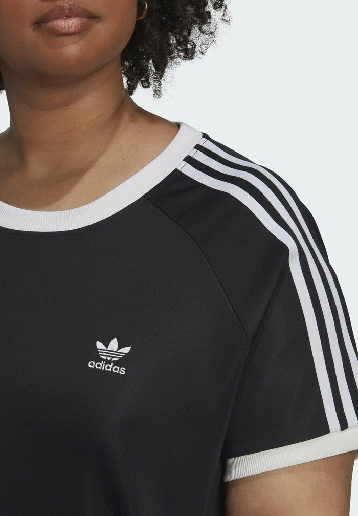 Adidas Originals CLASSICS SLIM 3-STRIPES PLUS SIZE - Print T-shirt - Black 4 Adidas Originals CLASSICS SLIM 3-STRIPES PLUS SIZE - Print T-shirt - Black - Image 4