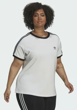 Adidas Originals CLASSICS SLIM 3-STRIPES PLUS SIZE - Print T-shirt - White