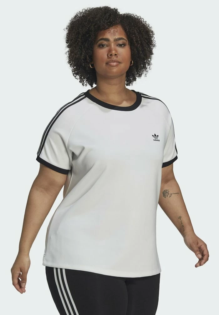 Adidas Originals CLASSICS SLIM 3-STRIPES PLUS SIZE - Print T-shirt - White 1 Adidas Originals CLASSICS SLIM 3-STRIPES PLUS SIZE - Print T-shirt - White