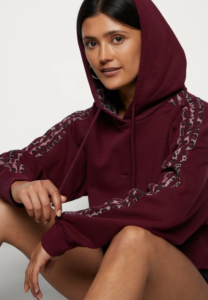 Adidas Originals LEOPARD CROPPED HOODY - Hoodie - Maroon/multicolor 4 Adidas Originals LEOPARD CROPPED HOODY - Hoodie - Maroon/multicolor - Image 4