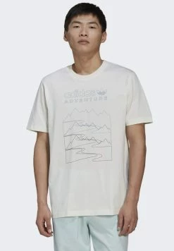 Adidas Originals ADVENTURE MOUNTAIN - Print T-shirt - White